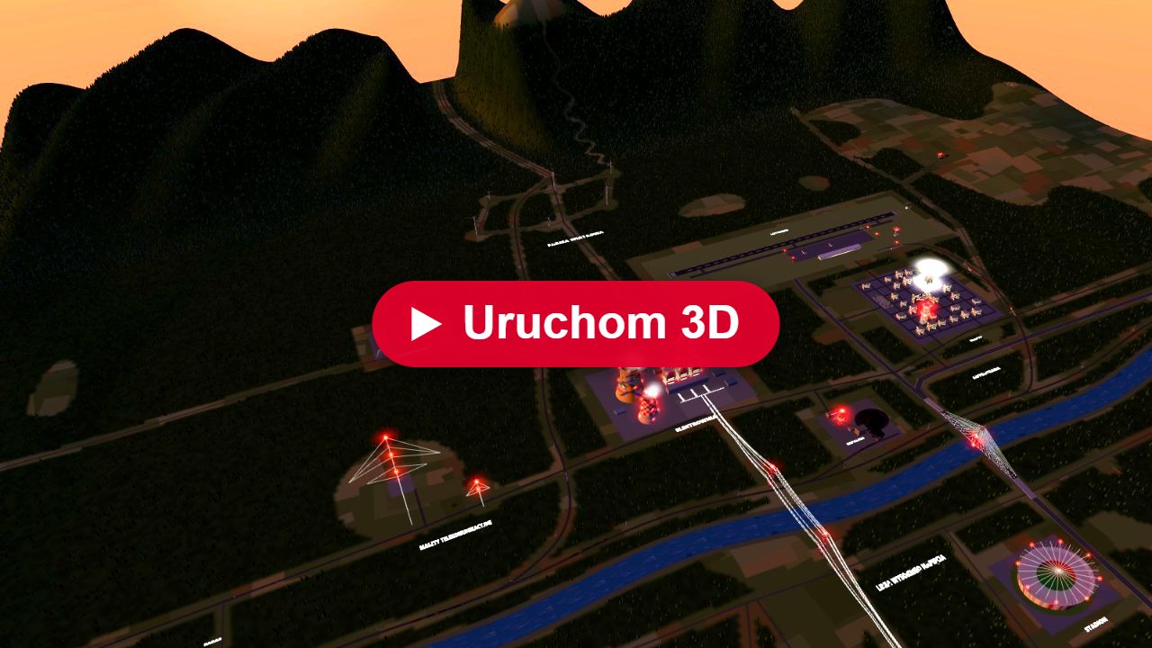 Wizualizacja 3D oświetlenia przeszkodowego – uruchom